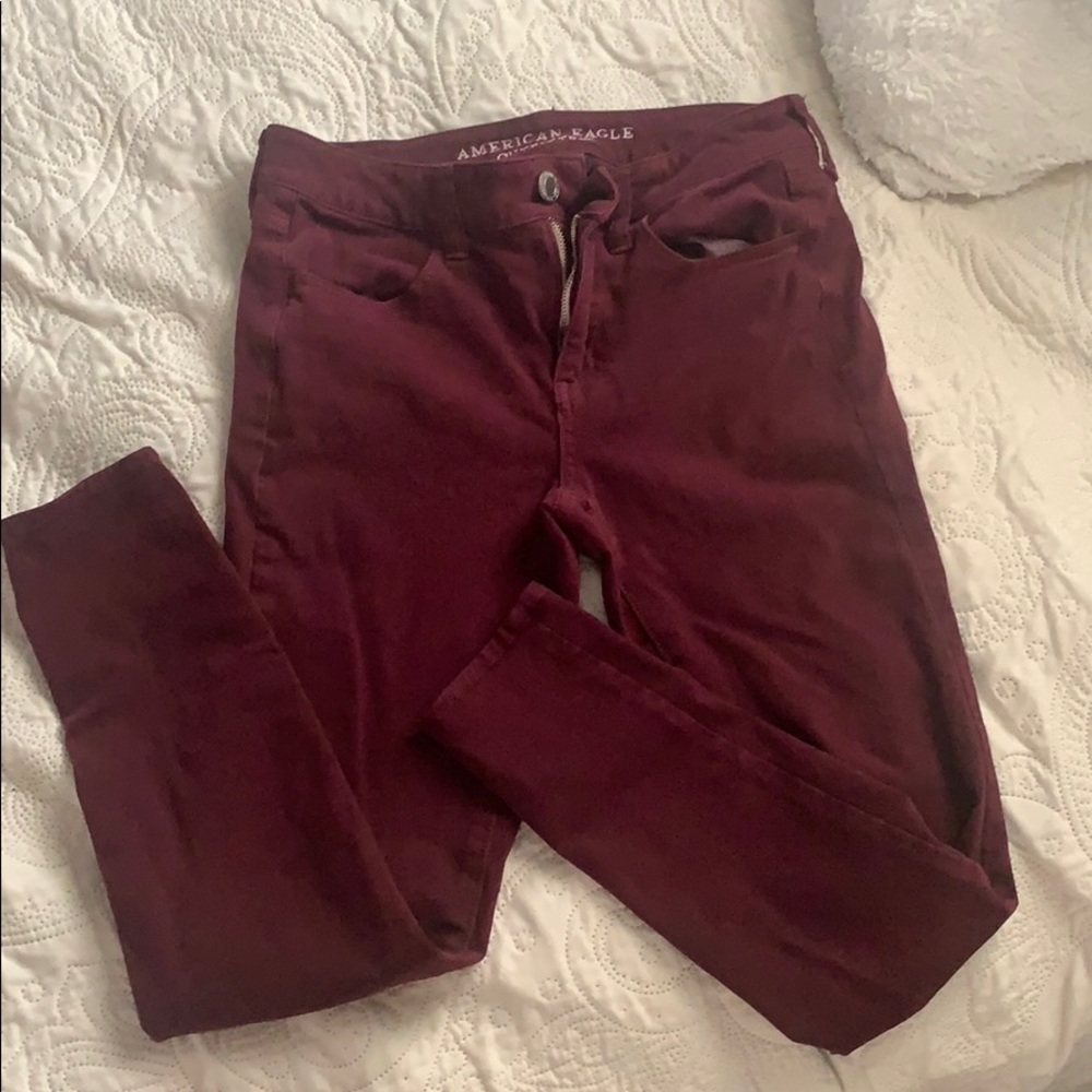 American Eagle Maroon Skinny Jeans